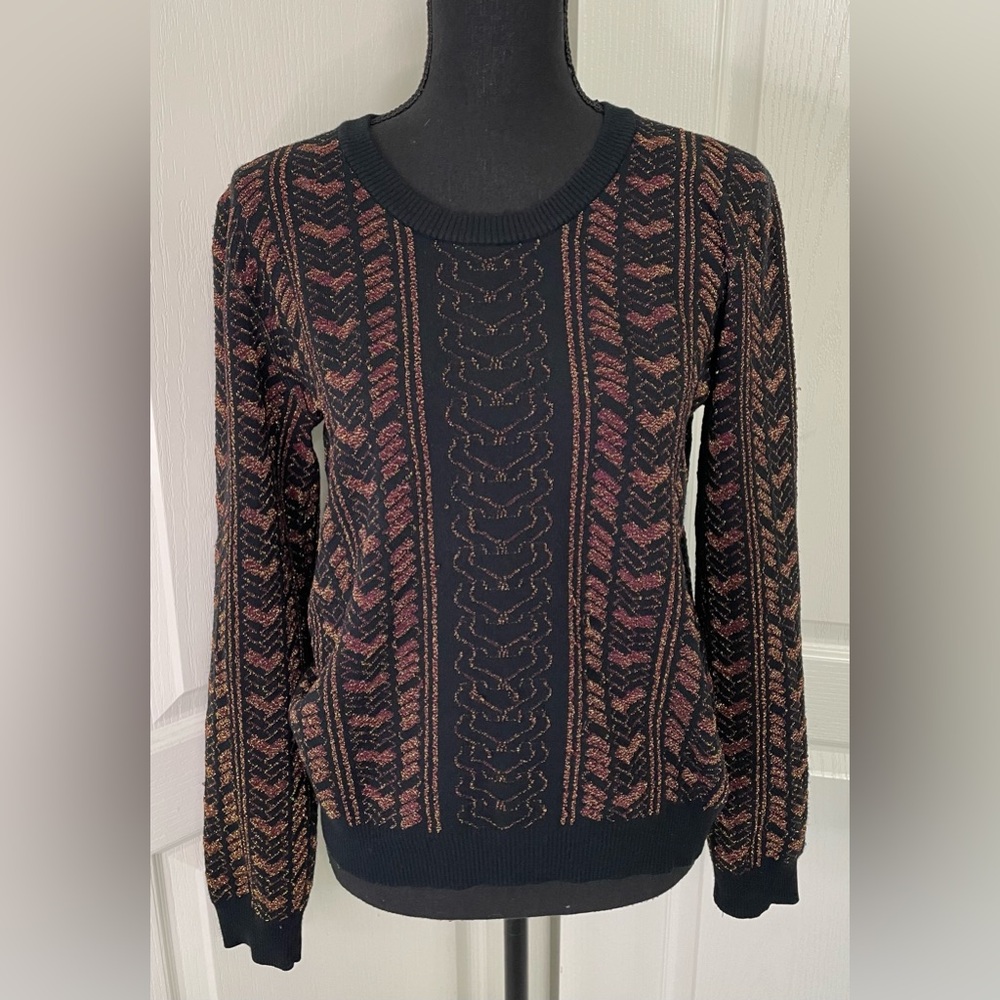 Rag & Bone Jessie pullover sweater sparkly burgundy brown black L y2k 90s 80s